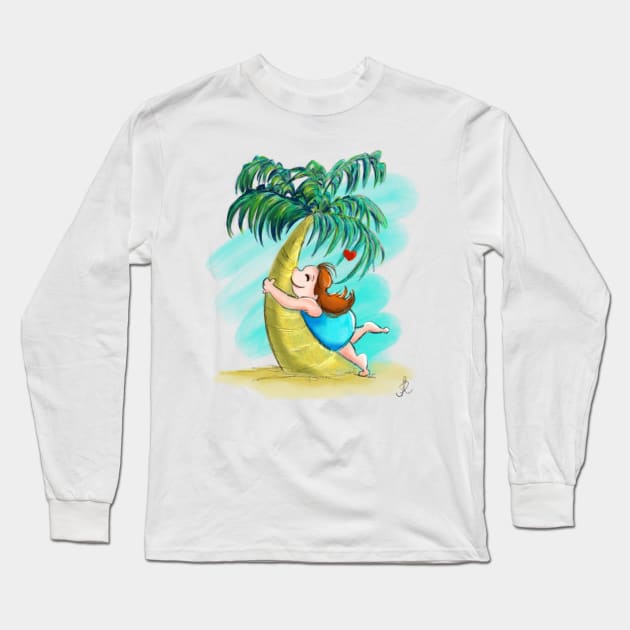 Hug a Palm Tree Long Sleeve T-Shirt by Fernanda Campos